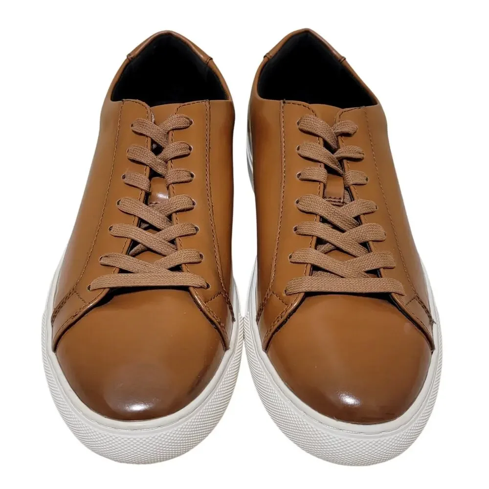 Alfani Men Grayson Low Top Lace Up Sneakers Size US 11.5M Tan Brown Faux Leather